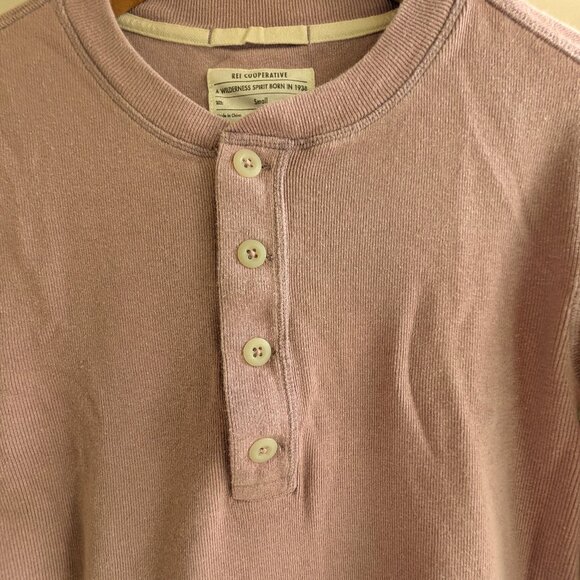 Women S REI Co-Op Farlands Henley Purple Long Slv Top Shirt Organic Cotton Hemp - Picture 5 of 6
